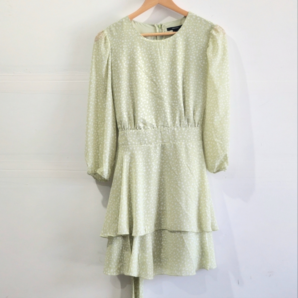 Forever 21 Green and White Polka Dot Midi Dress